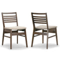 Set of 2 Dark Brown Wood Chair with Beige Fabric Seat A1620