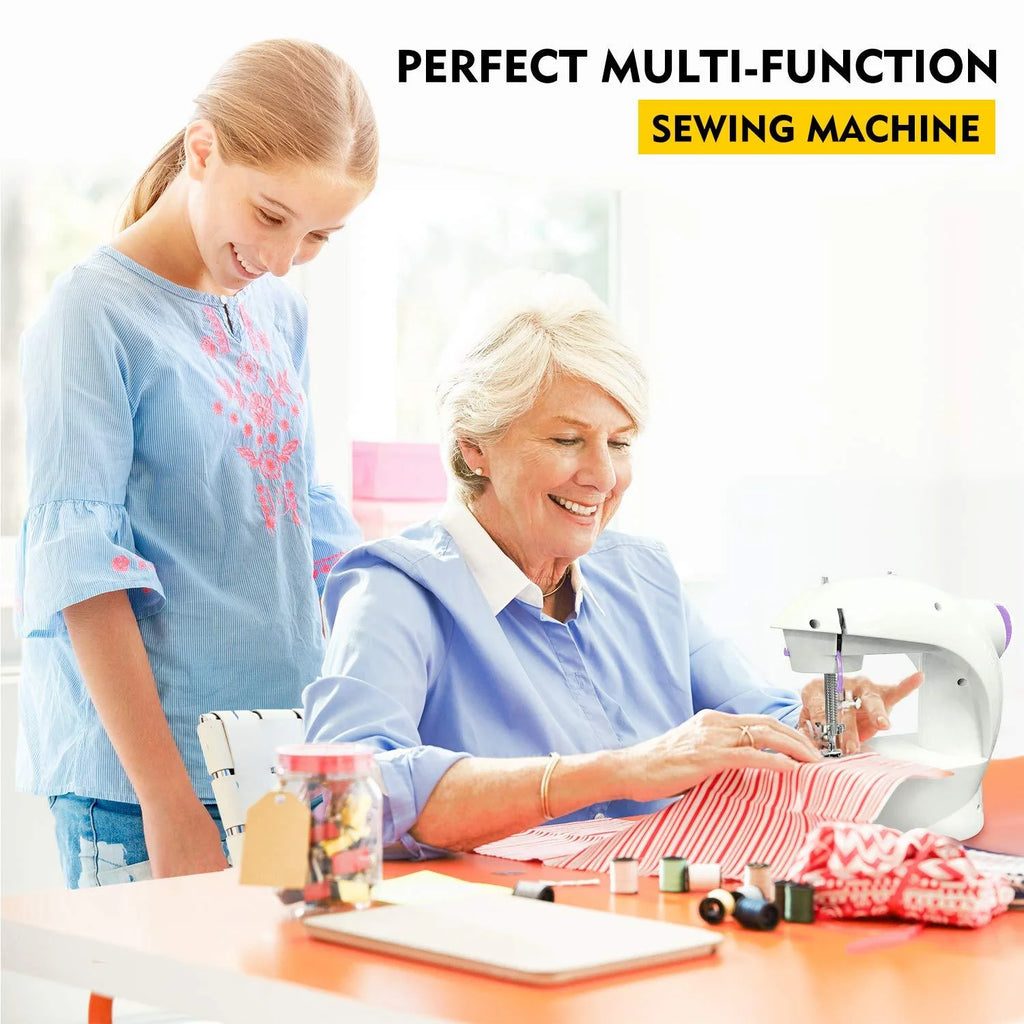 White Mini Sewing Machine with Extension Table B443