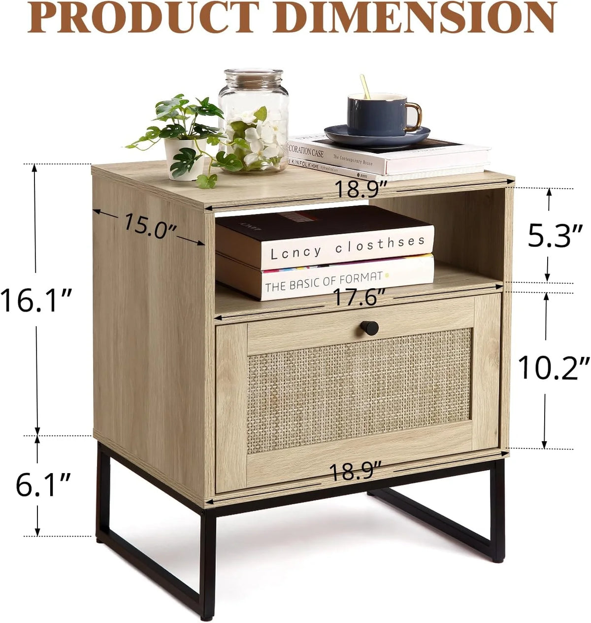 Rattan Bedside Table with Drawers R6203
