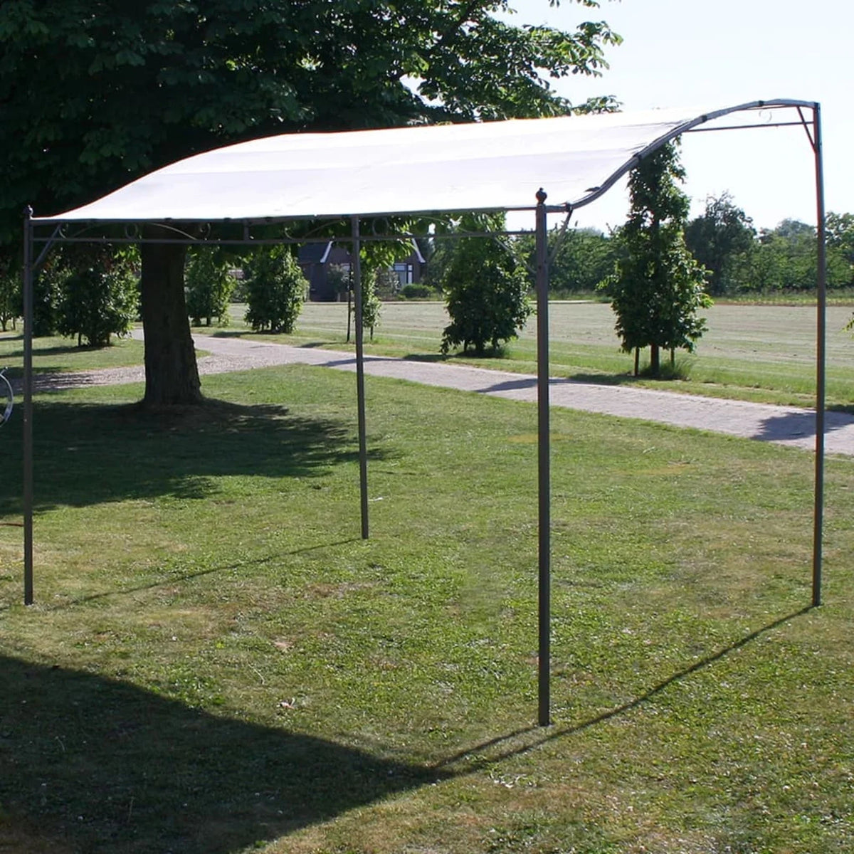 Cream White Steel Frame Garden Canopy Tent Sun Shelter 9.8ft x 8.2ft E5819