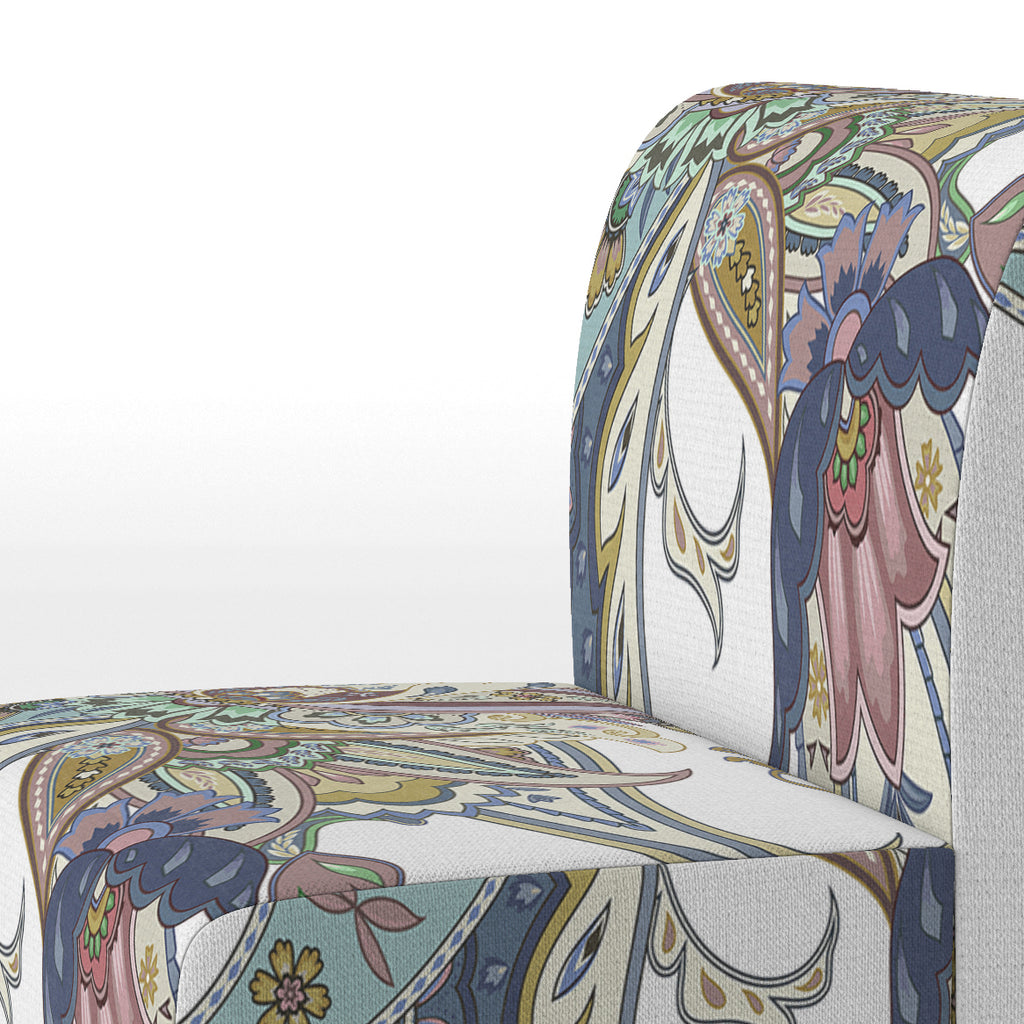 White Floral Paisley Upholstered Accent Chair H292