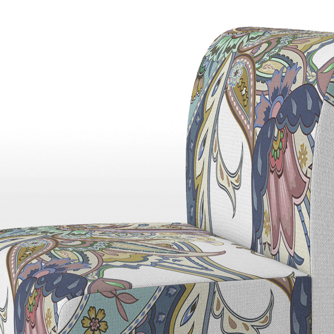 White Floral Paisley Upholstered Accent Chair H292