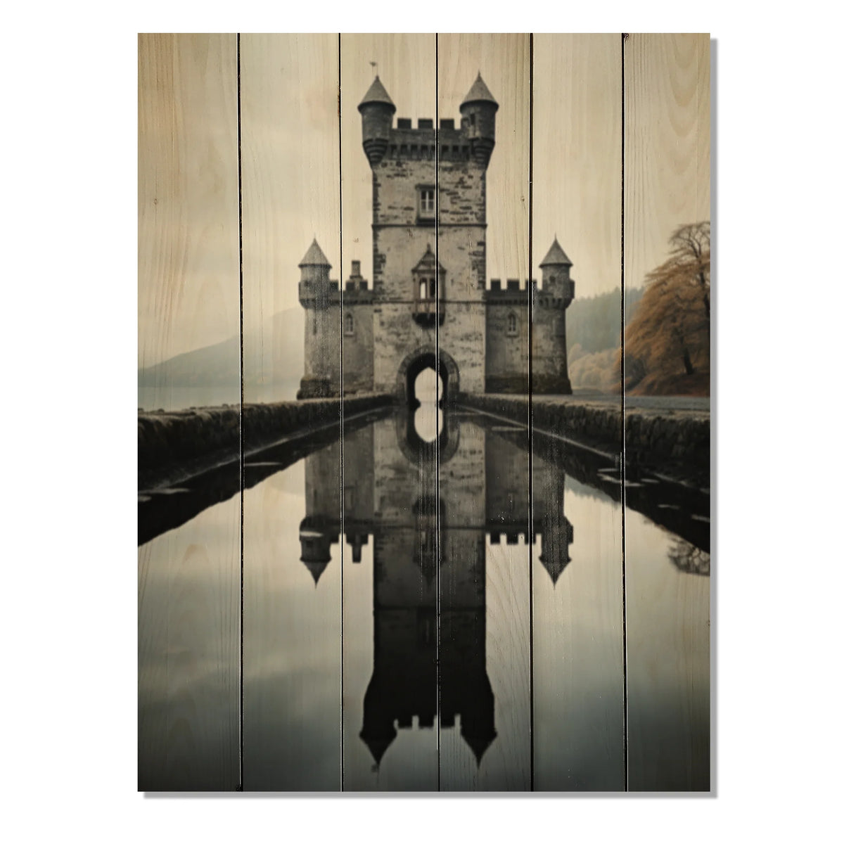 Natural Pine Wood Cityscapes Print R697189