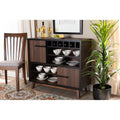 Walnut Brown and Black Wood Wine Storage Cabinet U643
