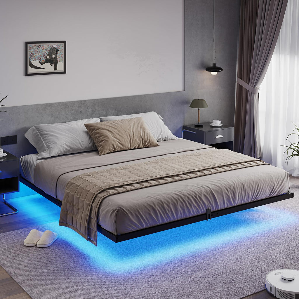 King Size Metal Platform Bed Frame with LED Lights G40474