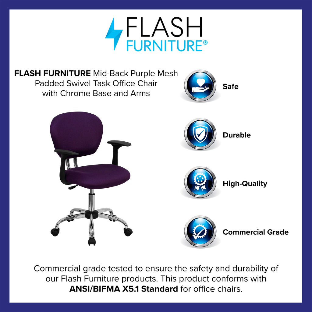 Purple Mesh Swivel Office Chair W723751