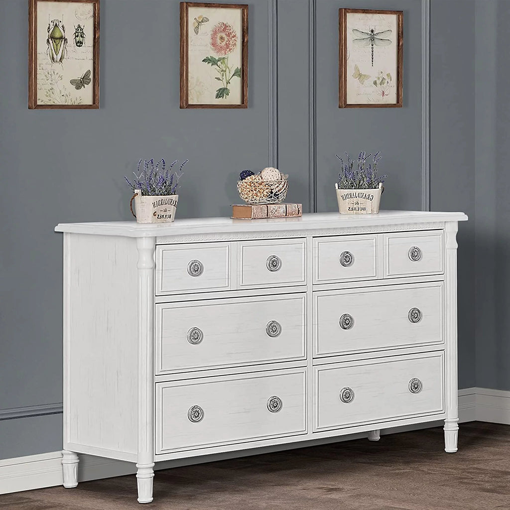 White 6 Drawer Double Dresser Y7532
