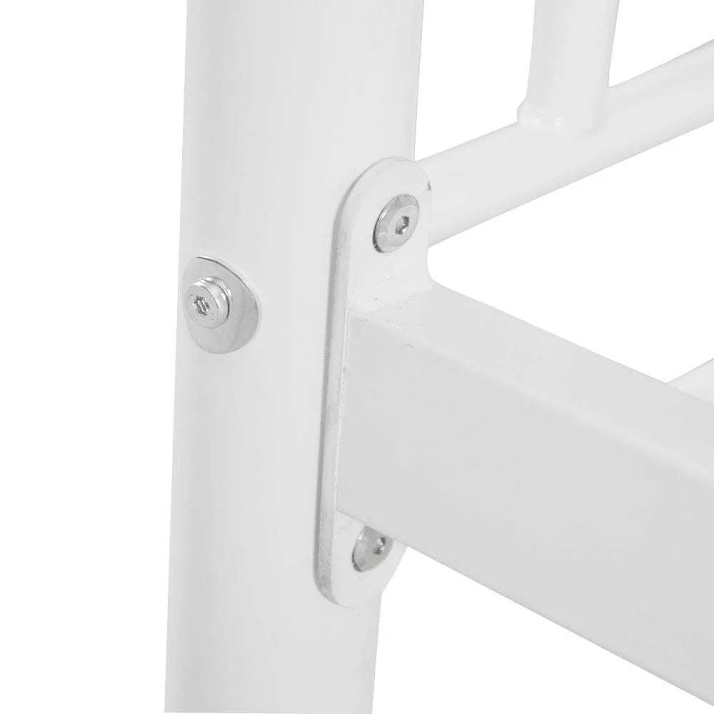 White Metal Twin Over Twin Bunk Bed with Safety Guard Rails & Ladder Q5212