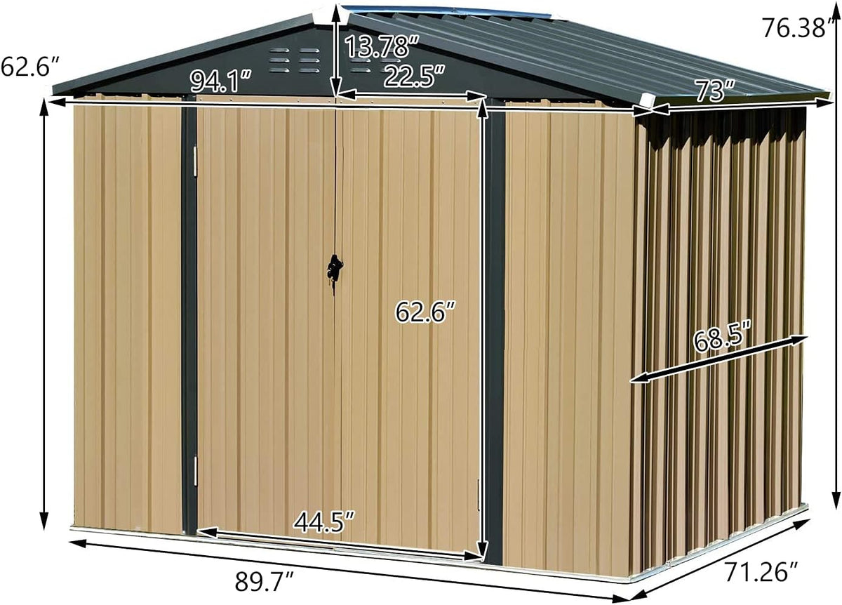 8' x 6' Storage Shed with Double Doors and Lock E161