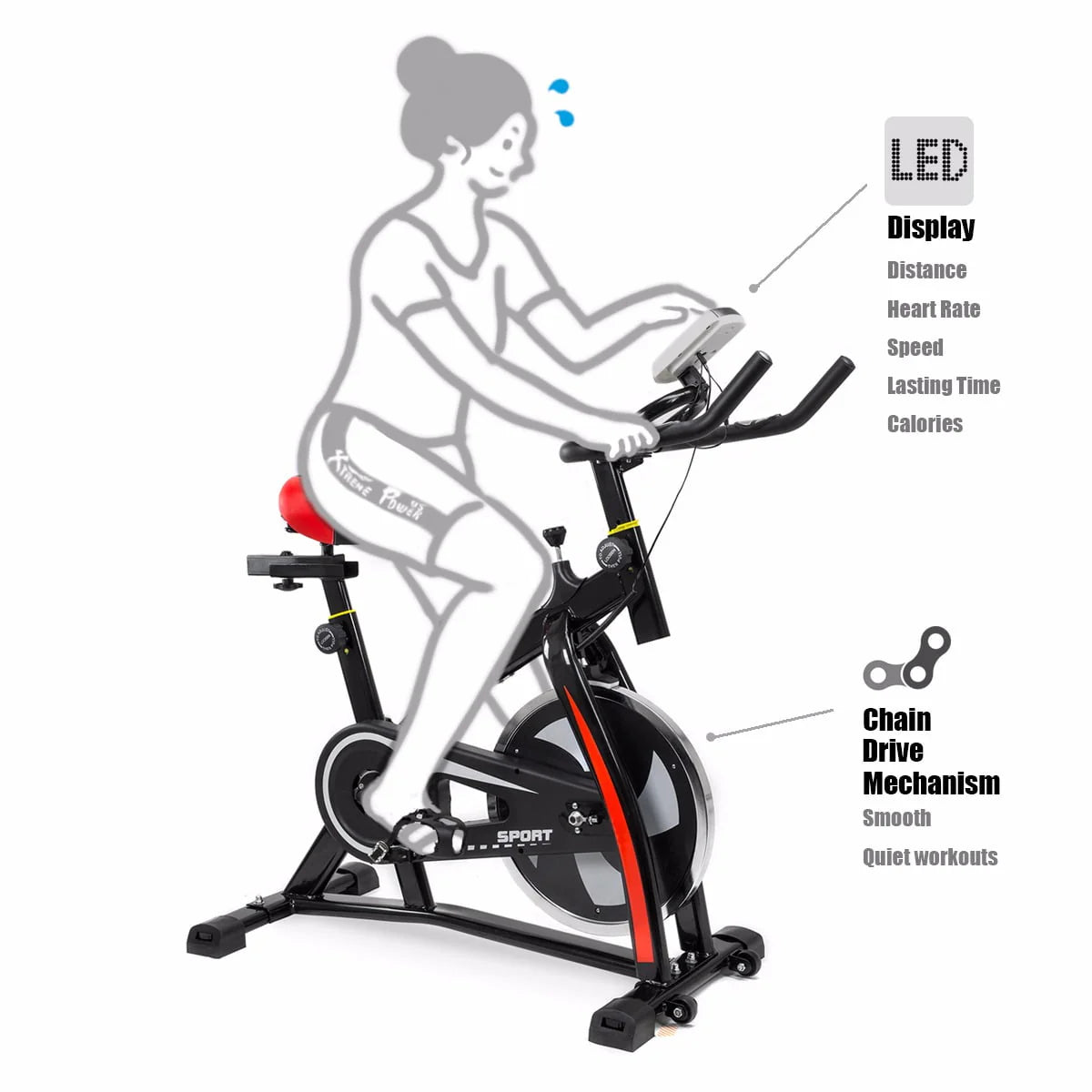 Blue Stationary Exercise Bike with Bottle Holder K53384