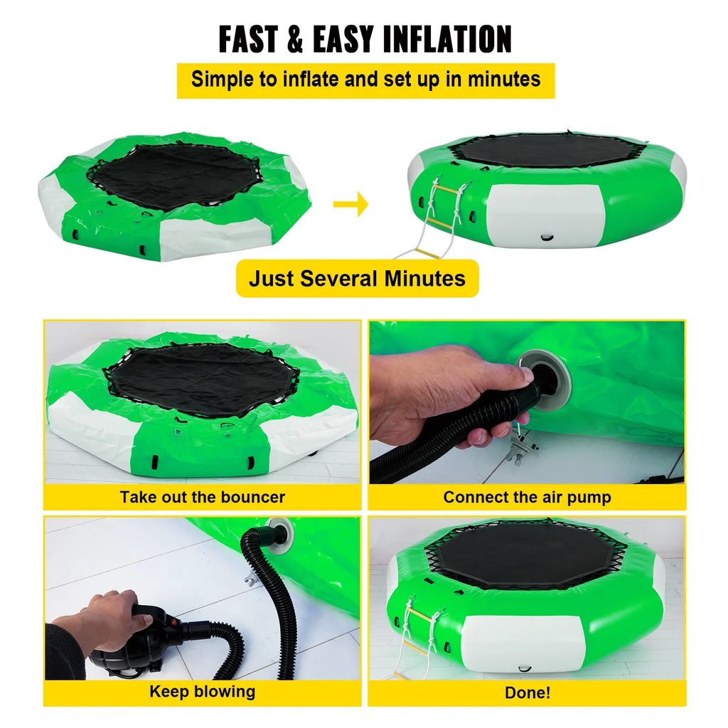 Inflatable Water Trampoline 10ft with Yellow Slide and 4-Step Ladder M6373
