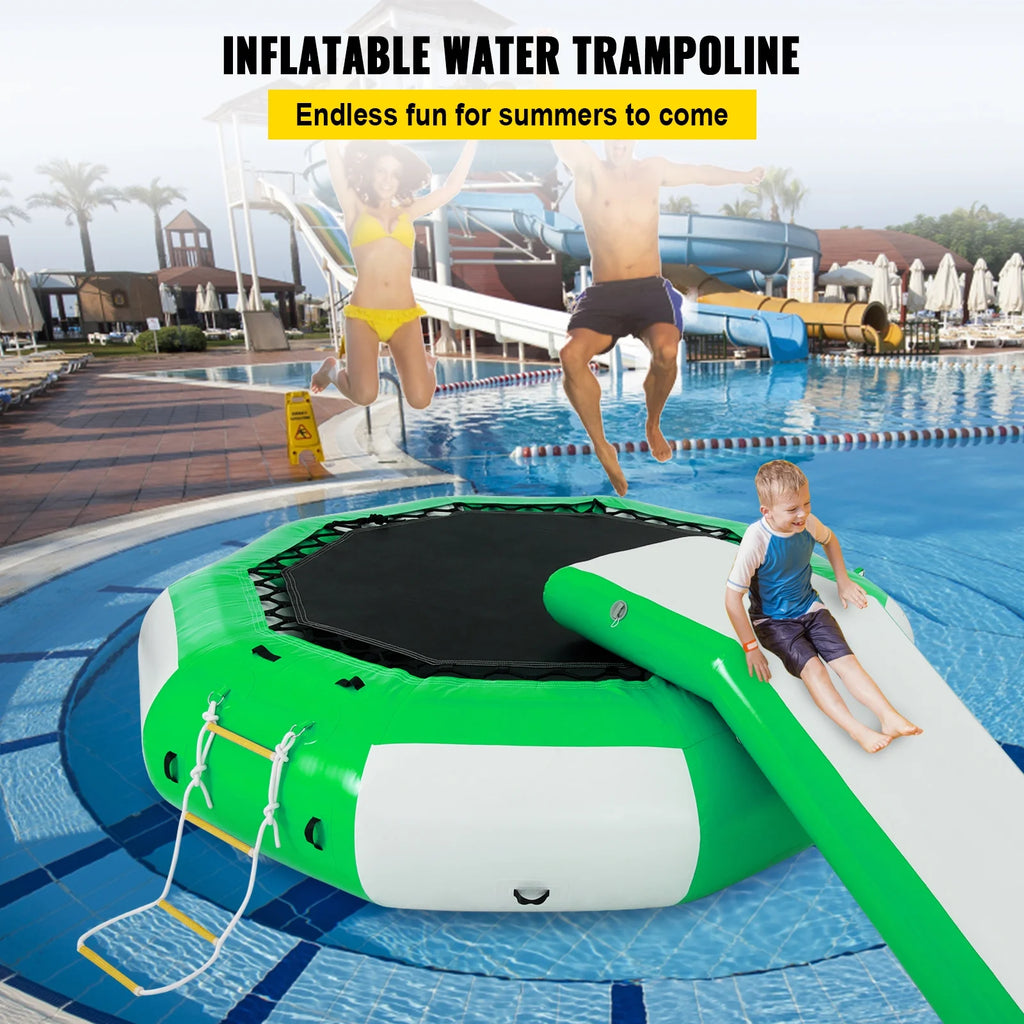 Inflatable Water Trampoline 10ft with Yellow Slide and 4-Step Ladder M6373