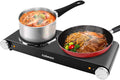 Double Hot Plates Electric Cooktop, Cast Iron, Black Stainless Steel U310212