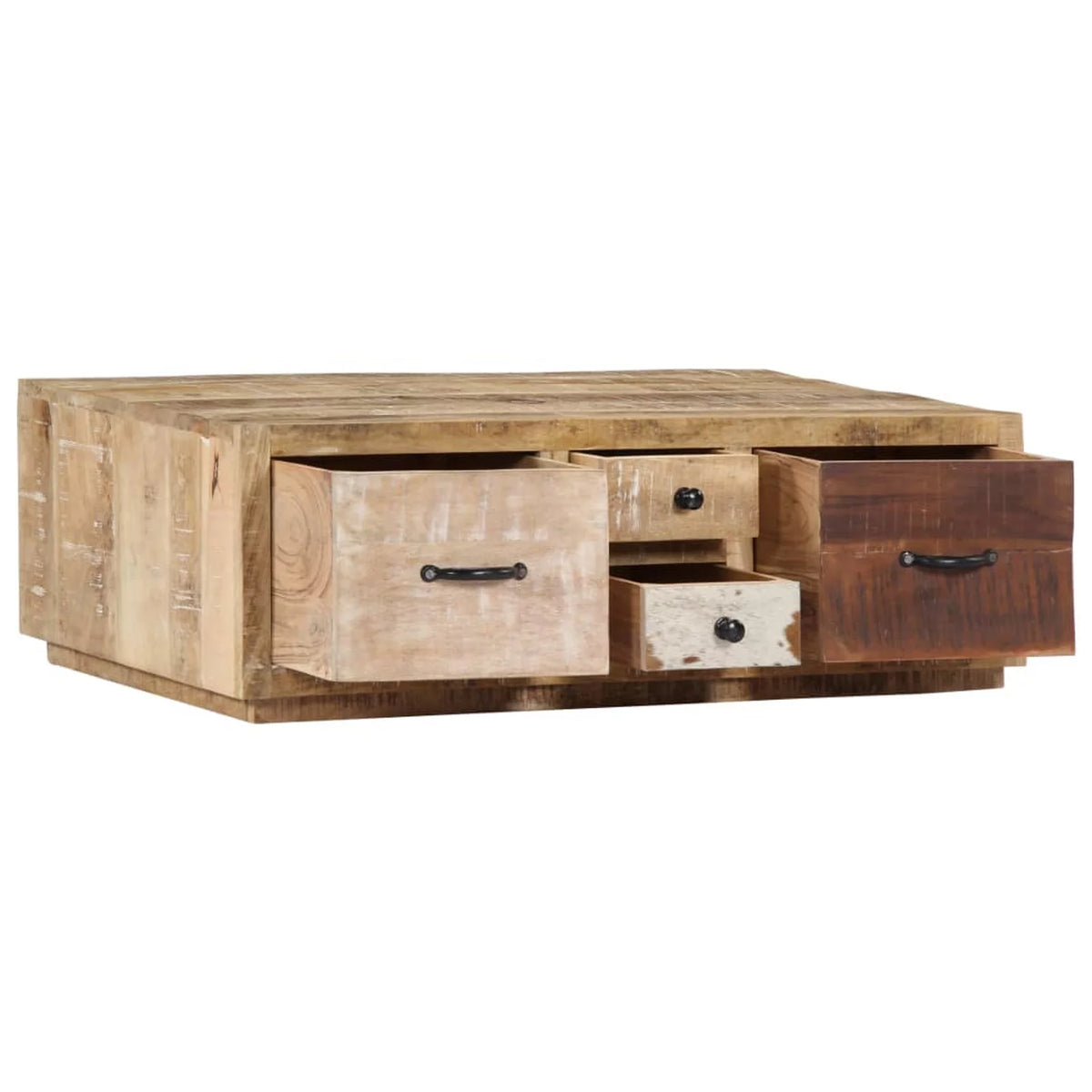 Coffee Table with 4 Storage Drawers Mango Wood 35.4 x 23.6 x 11.8 Inches L3527