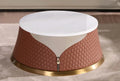 Sand Beige-Cognac Leather Coffee Table Set 2P J99916