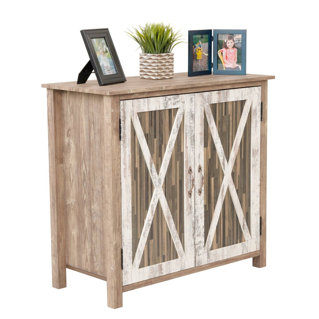 Two Door Cabinet with Rustic Barn Style Doors N592