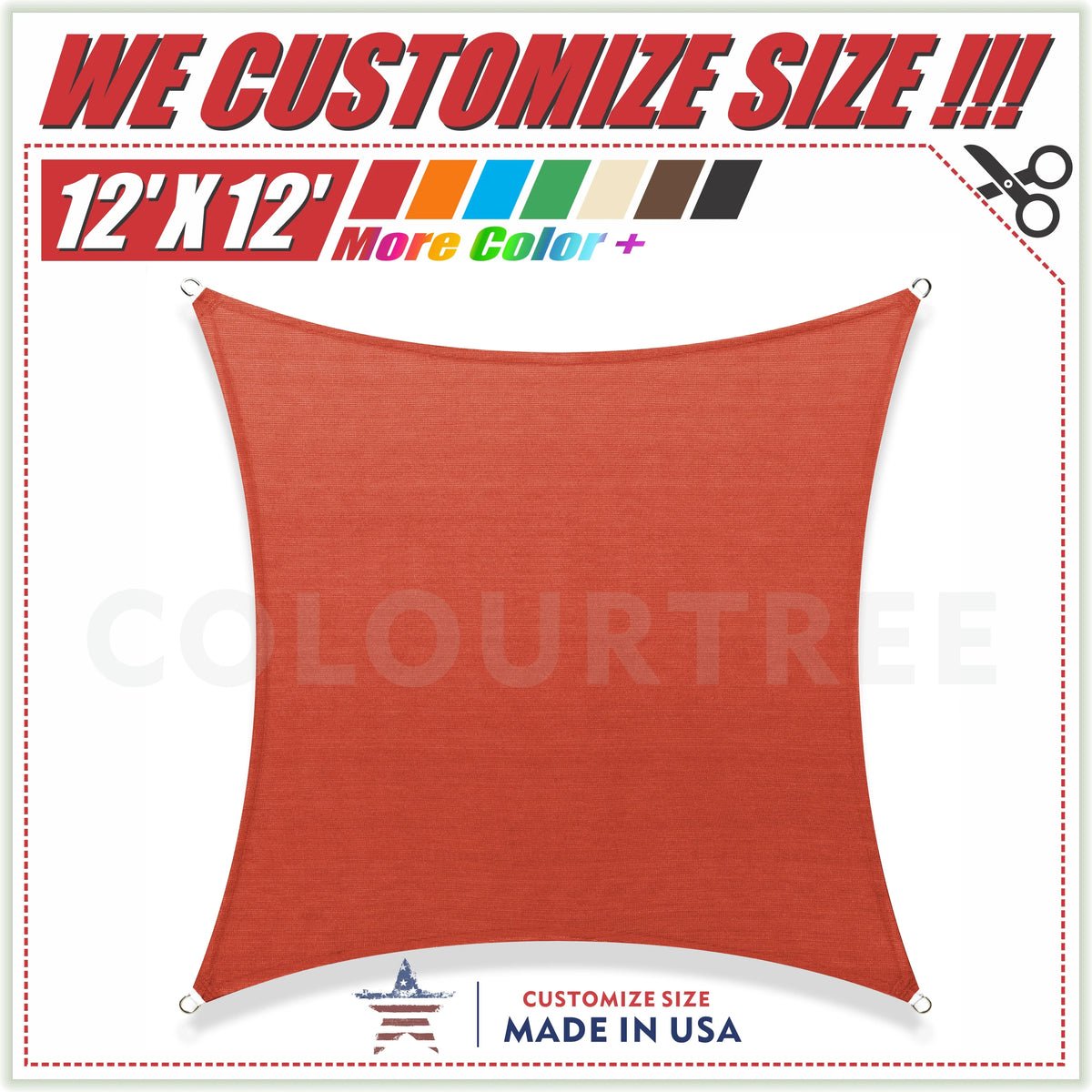Red Square Sun Shade Sail Canopy O165535