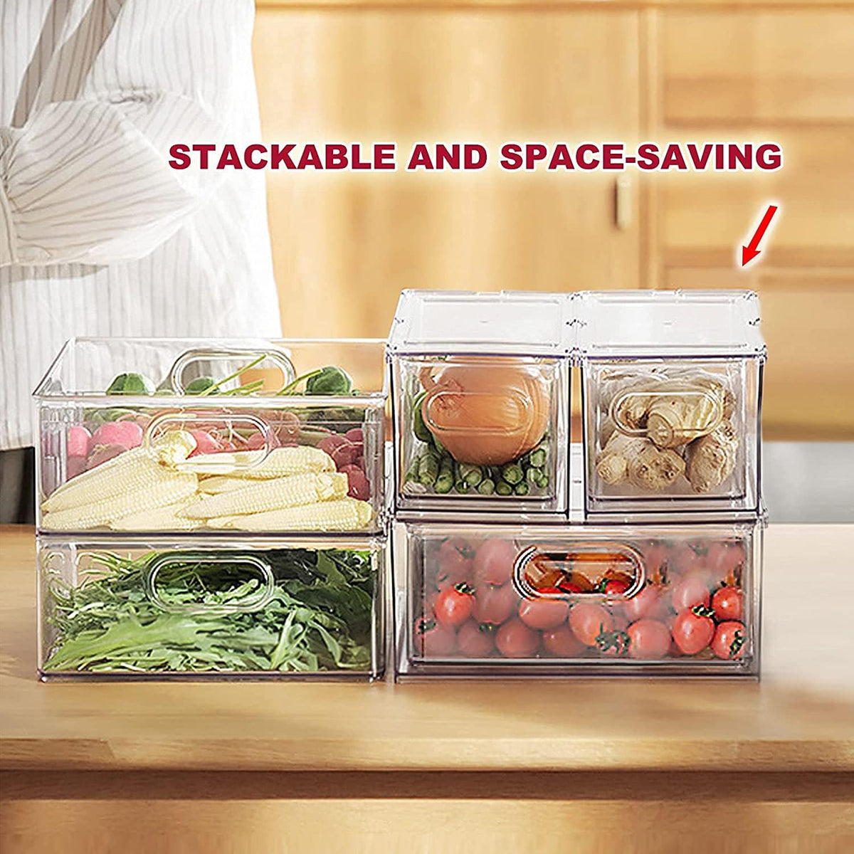 3 Pack Refrigerator Organizer Bins with Pull-out Drawer V353631