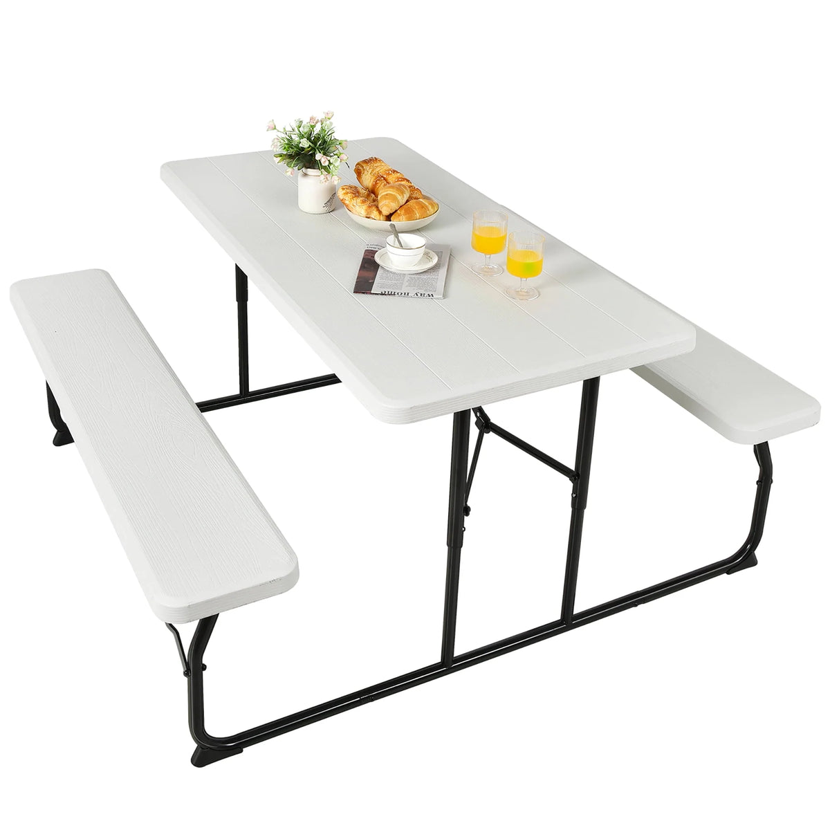 Folding Picnic Table Bench Set Grey D13559