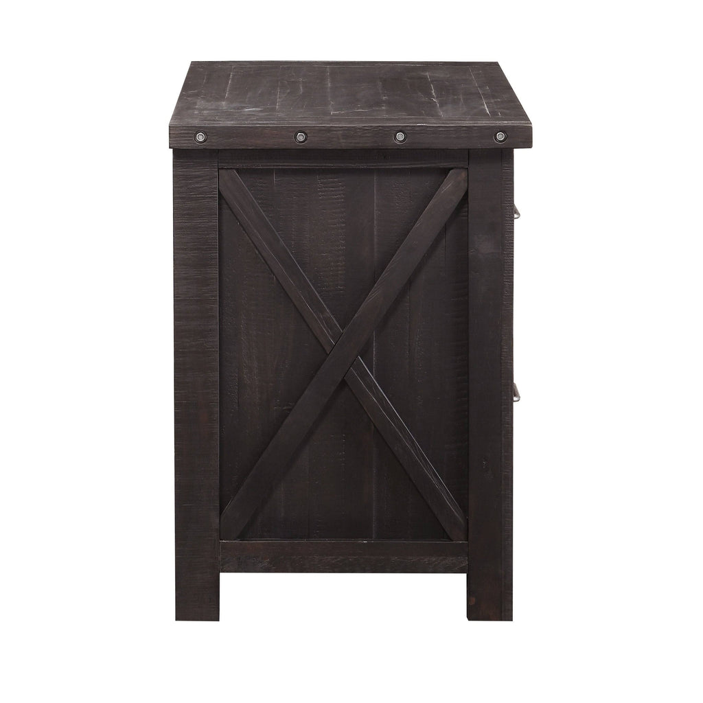 Cafe Brown Two Drawer Wooden File Cabinet with Metal Handle Pull L2492