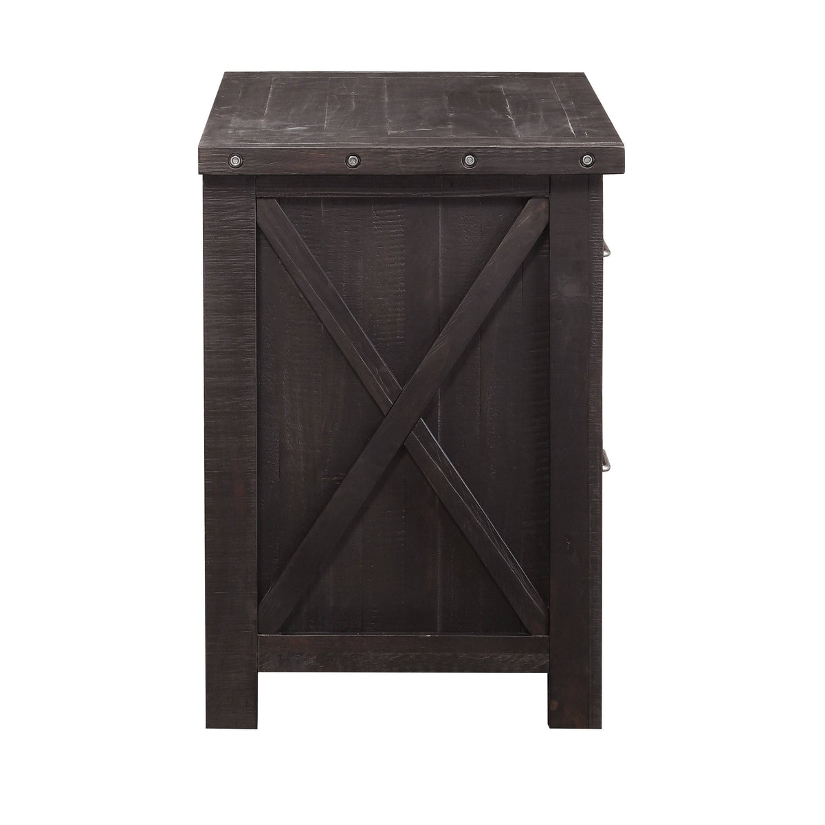 Cafe Brown Two Drawer Wooden File Cabinet with Metal Handle Pull L2492
