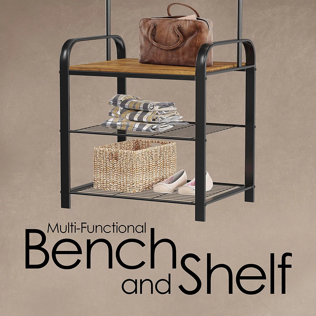 Metal Coat Rack and Storage Bench U950400