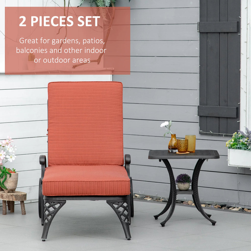 Adjustable Outdoor Chaise Lounge Chair and Side Table Set U7164
