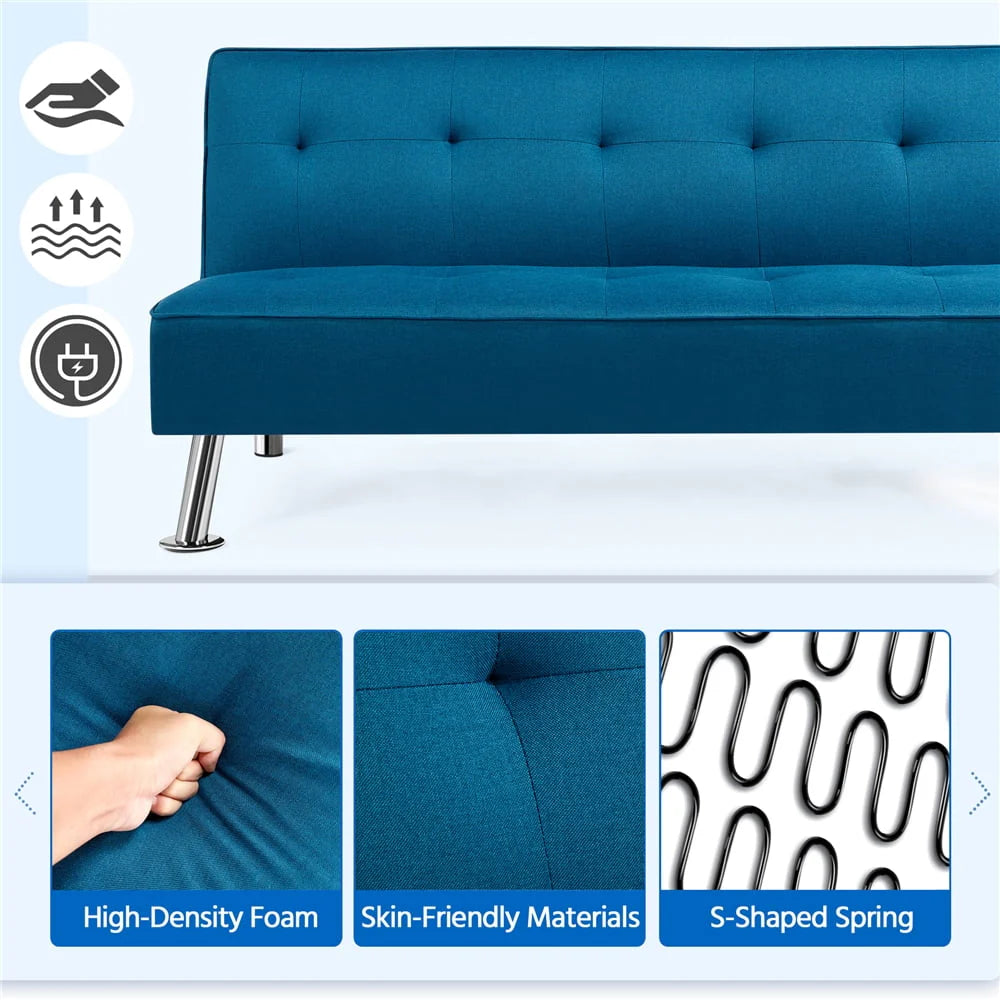 Blue Fabric Convertible Futon F4301