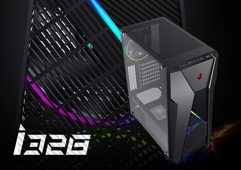 ATX Desktop Gaming Computer Case with Tempered Glass Side Panel T614935