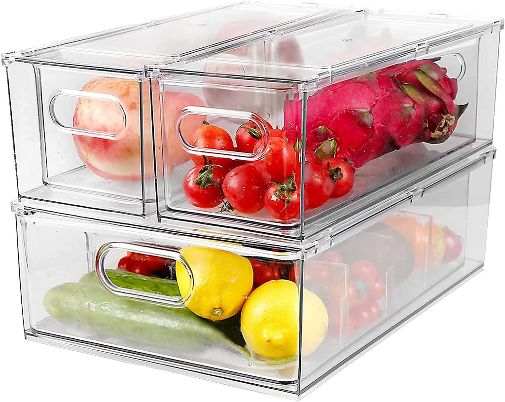 3 Pack Refrigerator Organizer Bins with Pull-out Drawer V353631