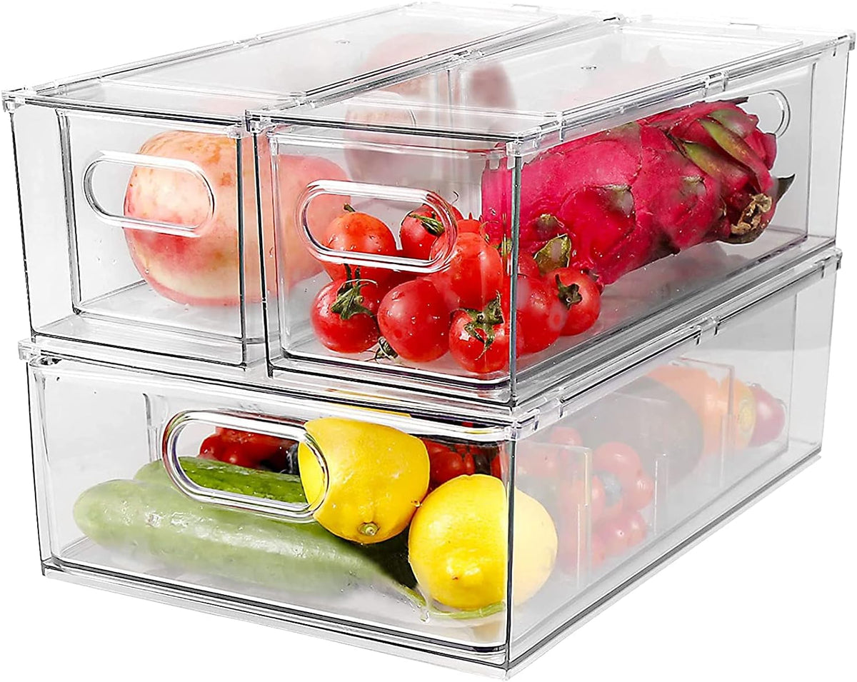 3 Pack Refrigerator Organizer Bins with Pull-out Drawer V353631