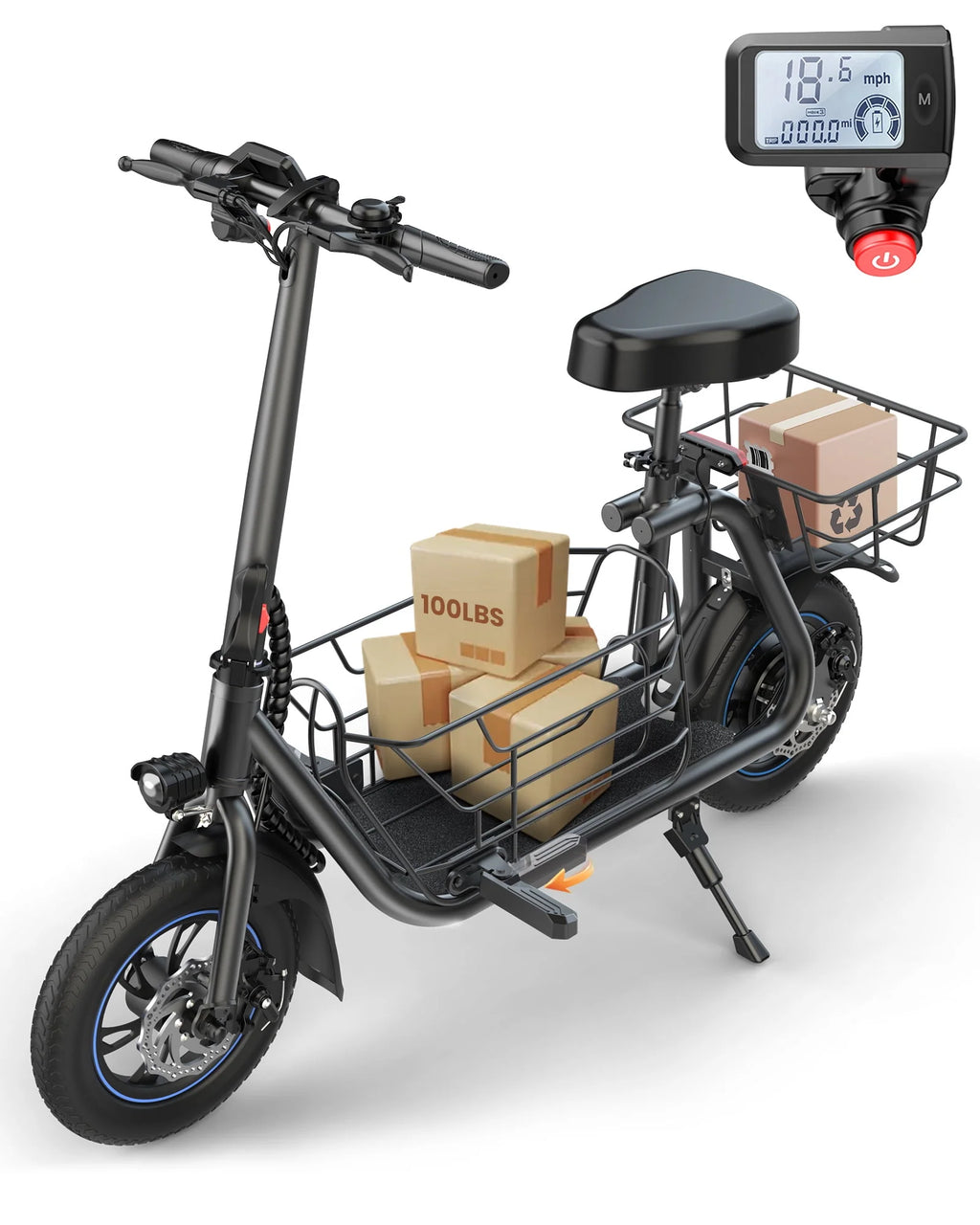 450W Electric Scooter with Seat and Basket S92509