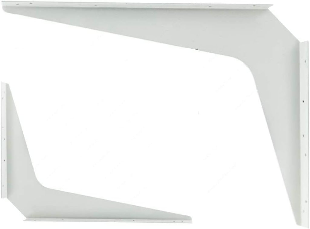 Pair Heavy-Duty 1/8" Steel Textured Powder-Coat White Finish Reversible Brackets with 45 Degree Notch (12" X 8") Pack of 2 Z79365