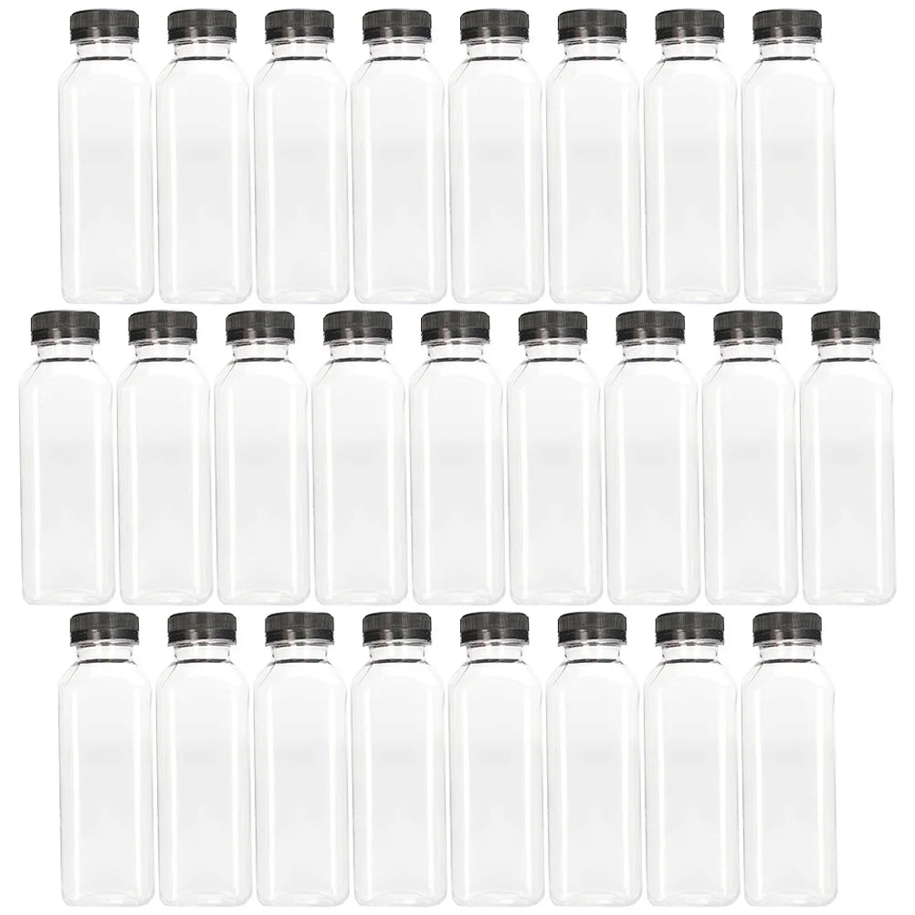 25 pcs Clear Plastic Juice Bottles with Caps Z53544