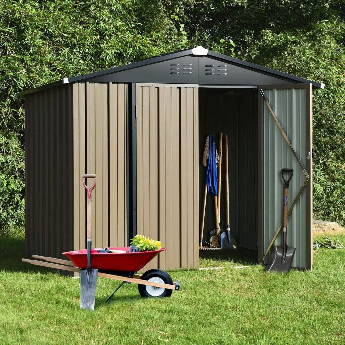 8' x 6' Storage Shed with Double Doors and Lock E161
