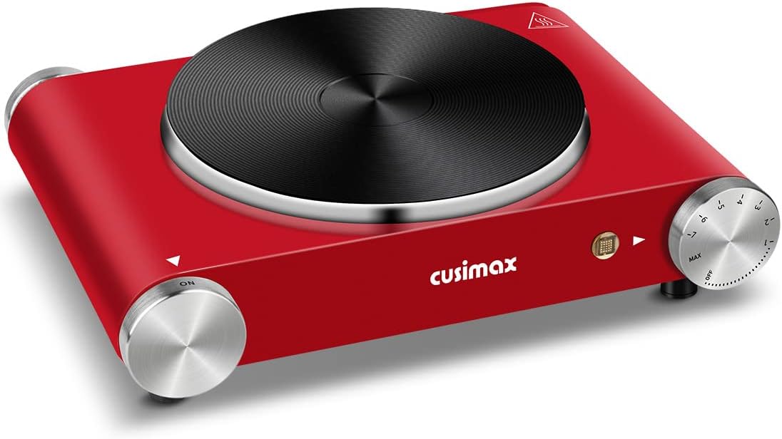 Double Hot Plates Electric Cooktop, Cast Iron, Black Stainless Steel U310212