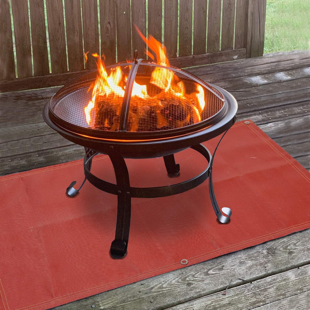 Fireproof Silicone Fire Pit Mat, Washable, 70”×58”, Pack of 2 C3996