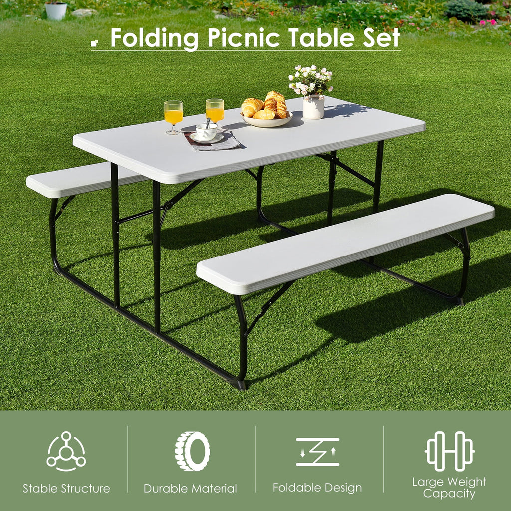Folding Picnic Table Bench Set Grey D13559