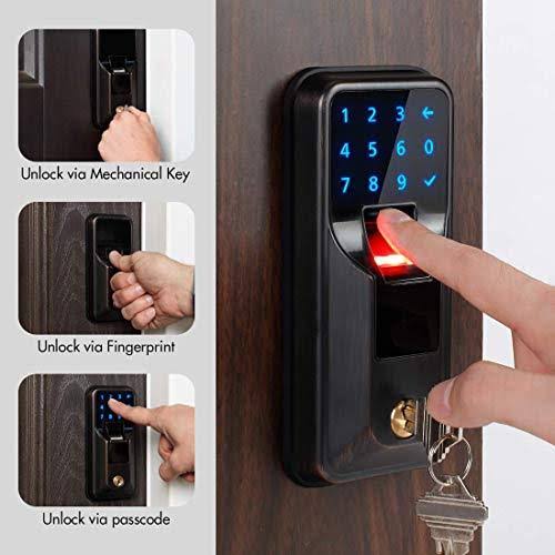Satin Nickel Finish Electronic Fingerprint Deadbolt with Keypad U328