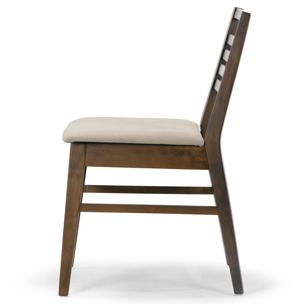 Set of 2 Dark Brown Wood Chair with Beige Fabric Seat A1620