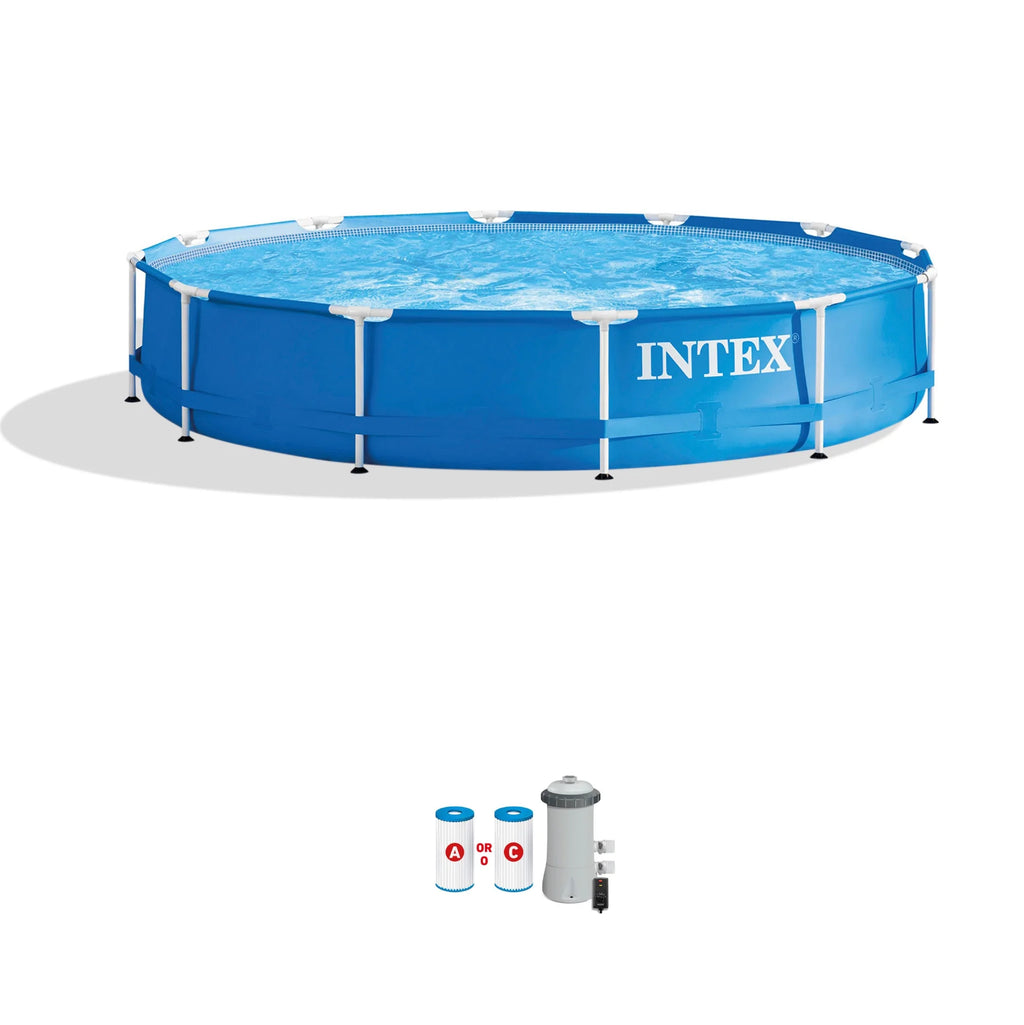 12' x 30'' Metal Frame Above Ground Swimming Pool with Filter Pump C2982