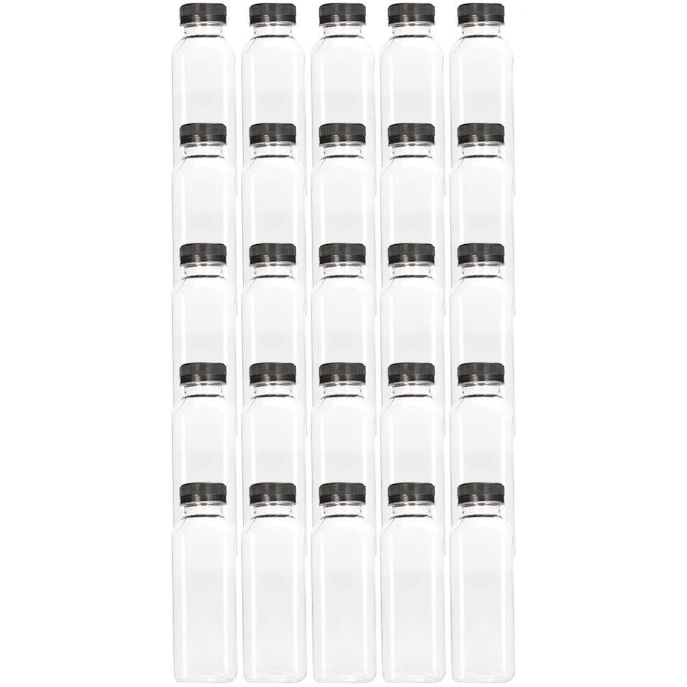 25 pcs Clear Plastic Juice Bottles with Caps Z53544