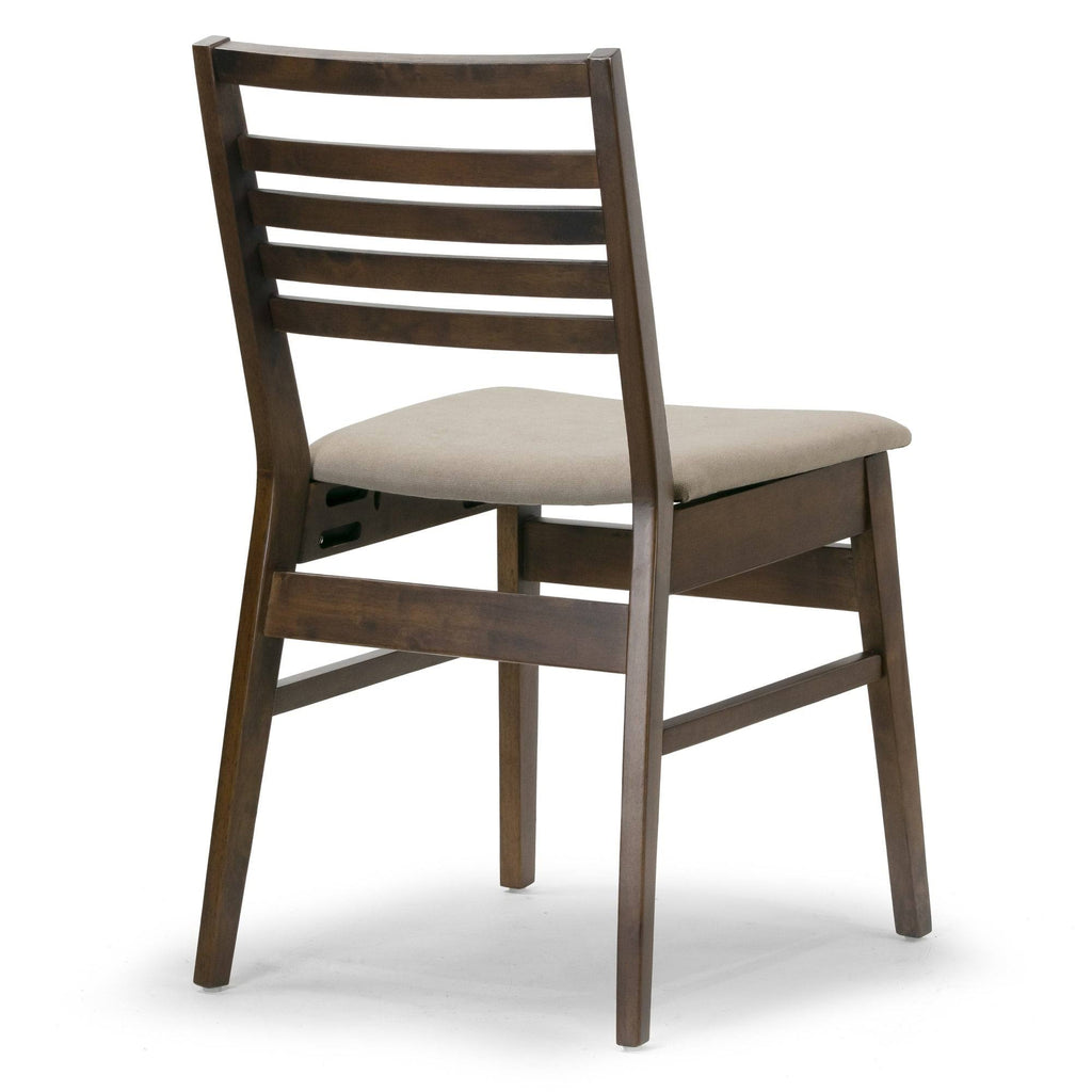 Set of 2 Dark Brown Wood Chair with Beige Fabric Seat A1620