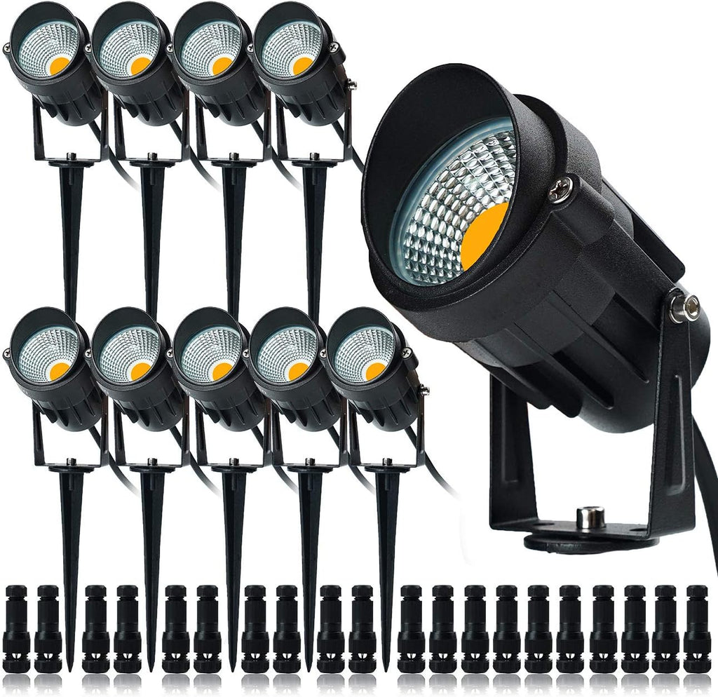 10 Pack 12v 9W LED Landscape Lights, IP65 Waterproof Warm White with Connector H75846