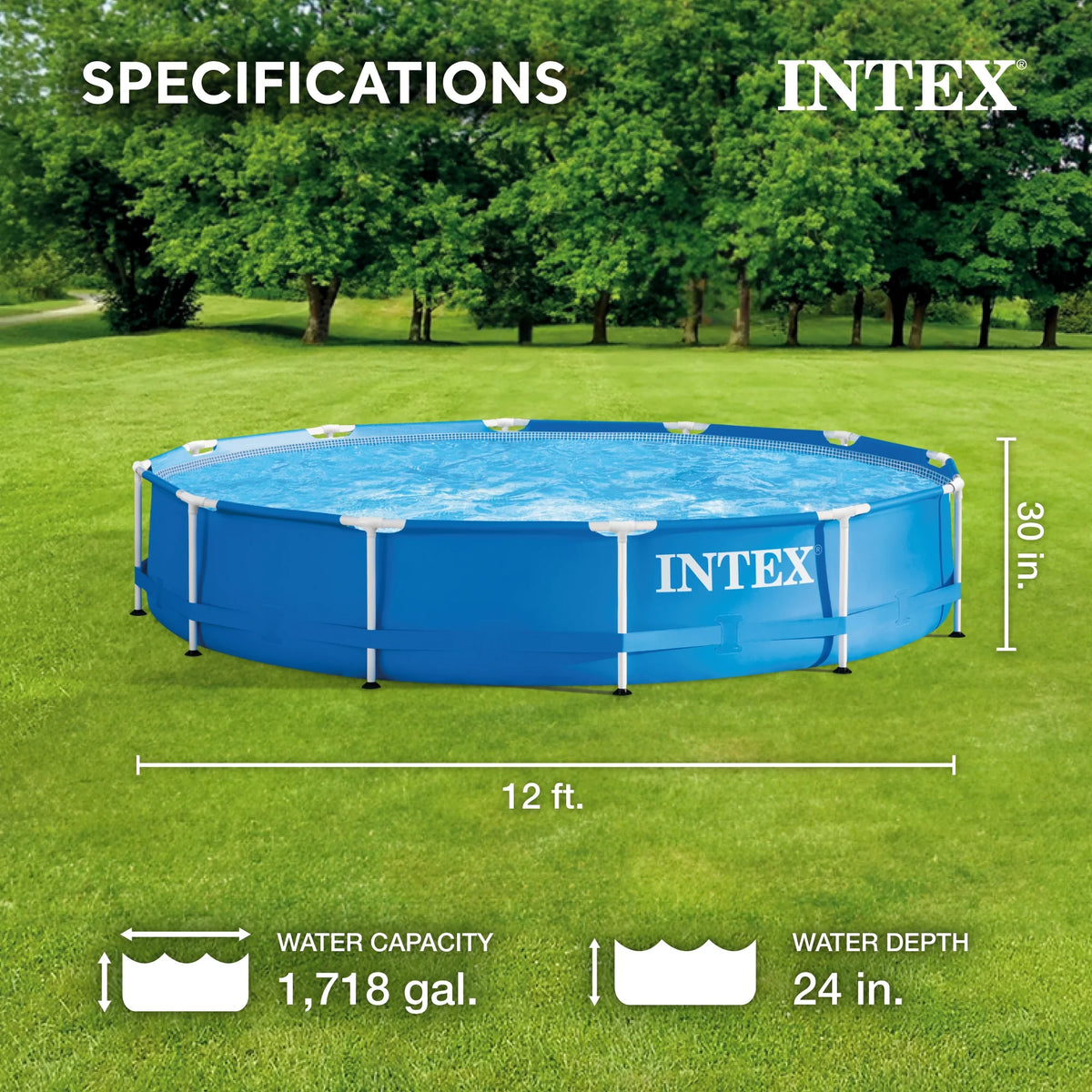 12' x 30'' Metal Frame Above Ground Swimming Pool with Filter Pump C2982