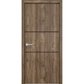 Solid French Door 32 x 84 inches Walnut with Frosted Glass Single Regular Panel Frame Trims Handle Z998