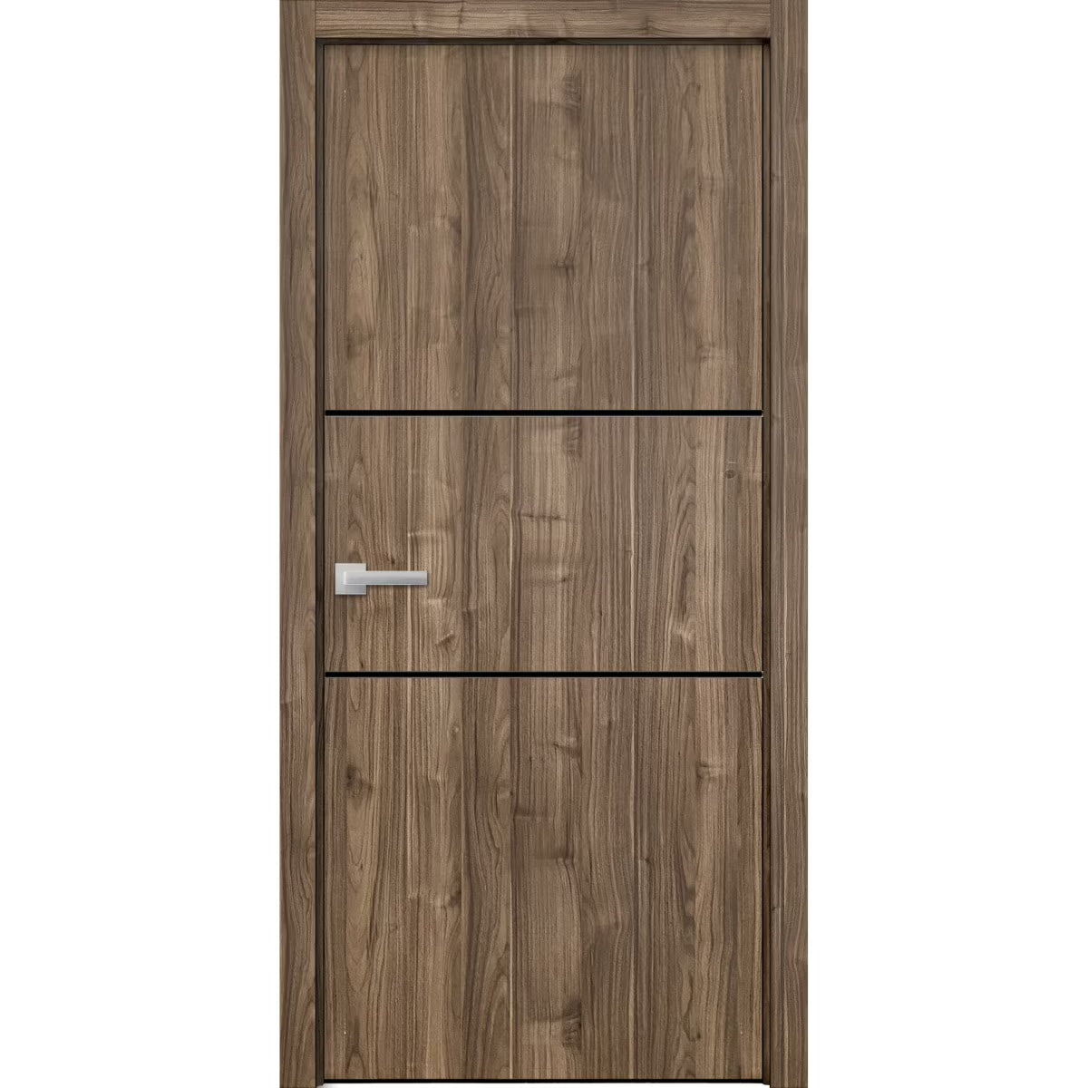 Solid French Door 32 x 84 inches Walnut with Frosted Glass Single Regular Panel Frame Trims Handle Z998