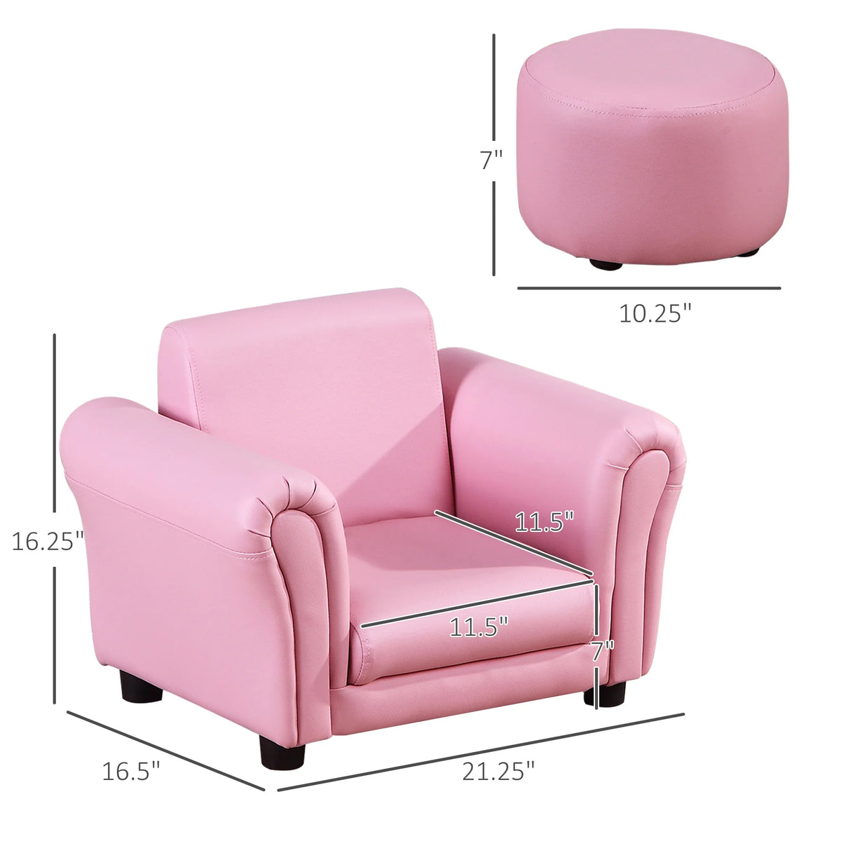 Pink Kids Sofa Chair with Ottoman O752498