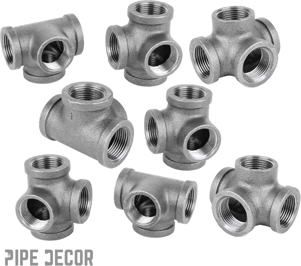 3/8 Inch Side Outlet Tee Malleable Cast Iron Industrial Fitting (8 Pack) V201