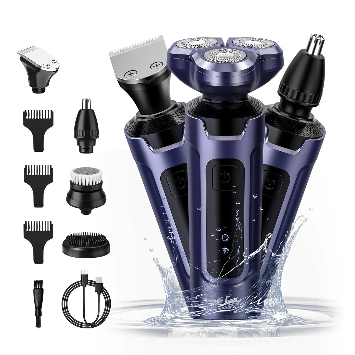 Men's 5 in 1 Cordless Rechargeable Waterproof Electric Shaver V635400